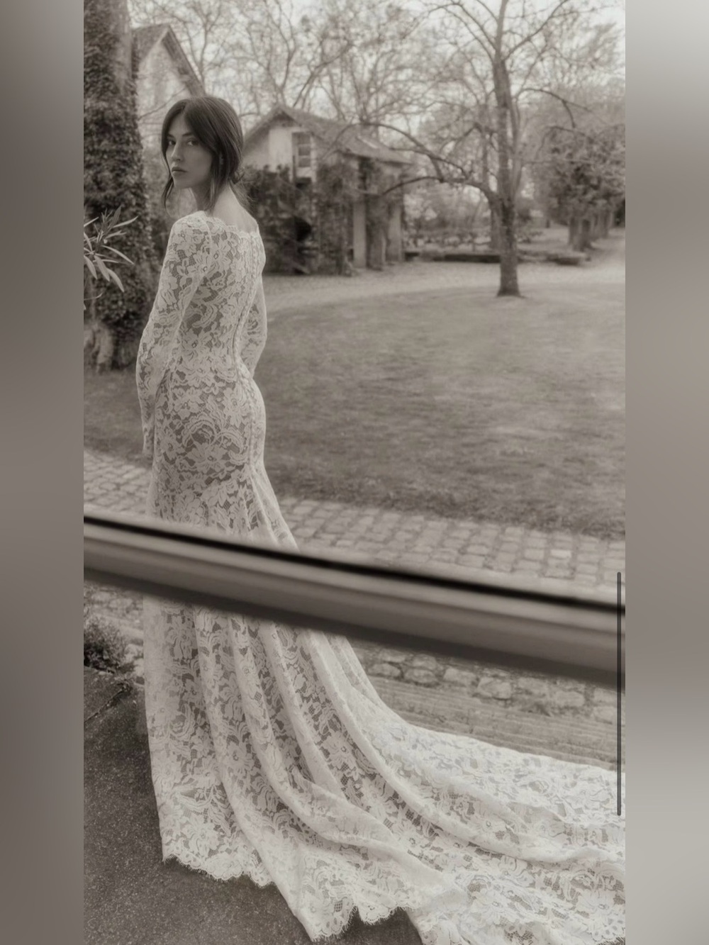 White Lace Long Sleeve Bridal Gown - Wedding Dress